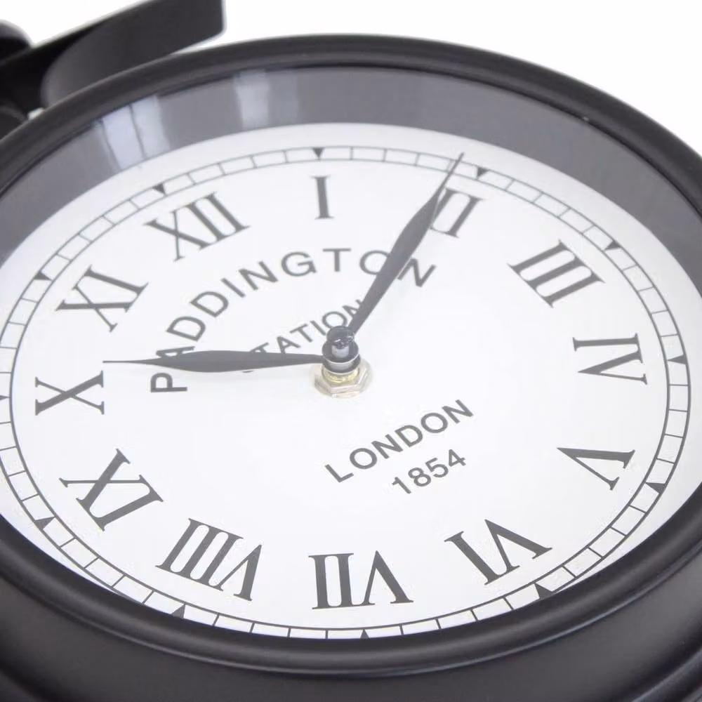 EONLION Double Sided Paddington Station Round Analog Wall Clock in Black, Diameter: 100 cm – 4