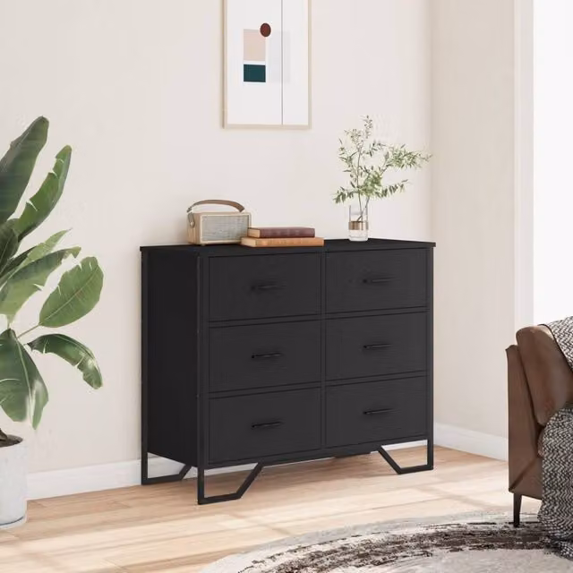 Berkfield Home Decorative Chest of Drawers in Black, W/D/H: 91 x 35.5 x 74.5 cm