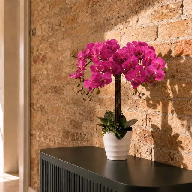 Botanik Realistic Artificial Pink Orchid Plant in Black Pot, Height: 85 cm – 1
