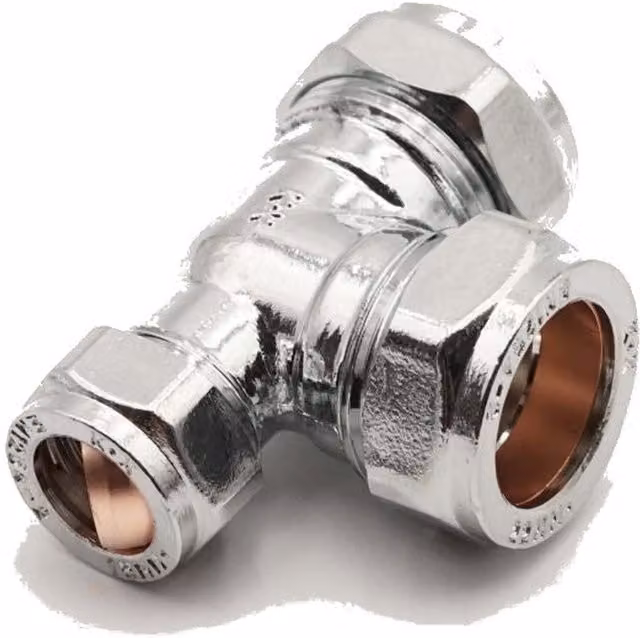 PrimaPlus Silver Chrome Compression Reduced Tee Brass Water Fitting