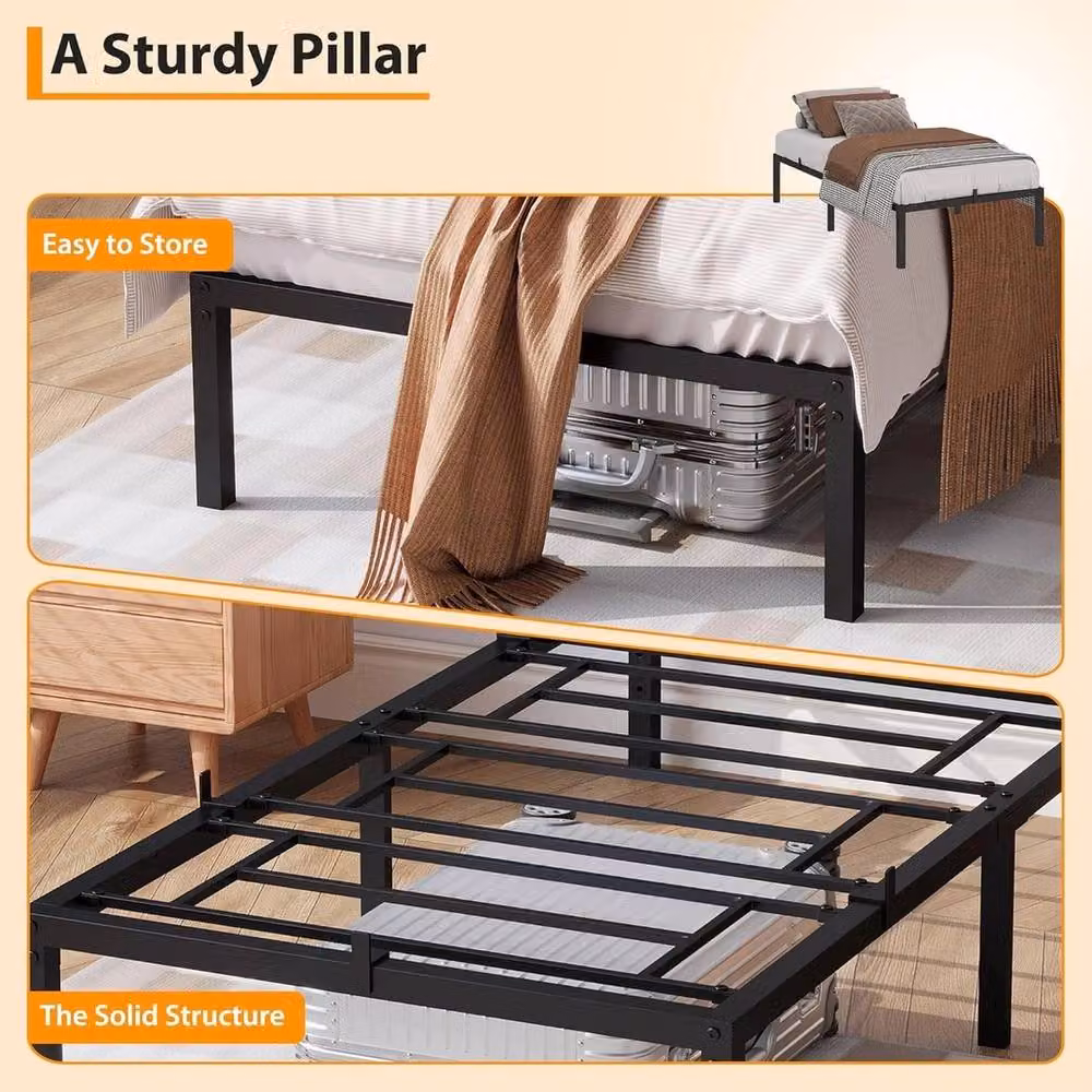 VOGREX Single Metal Bed Frame, Black, W/D/H: 90 x 190 cm – 4