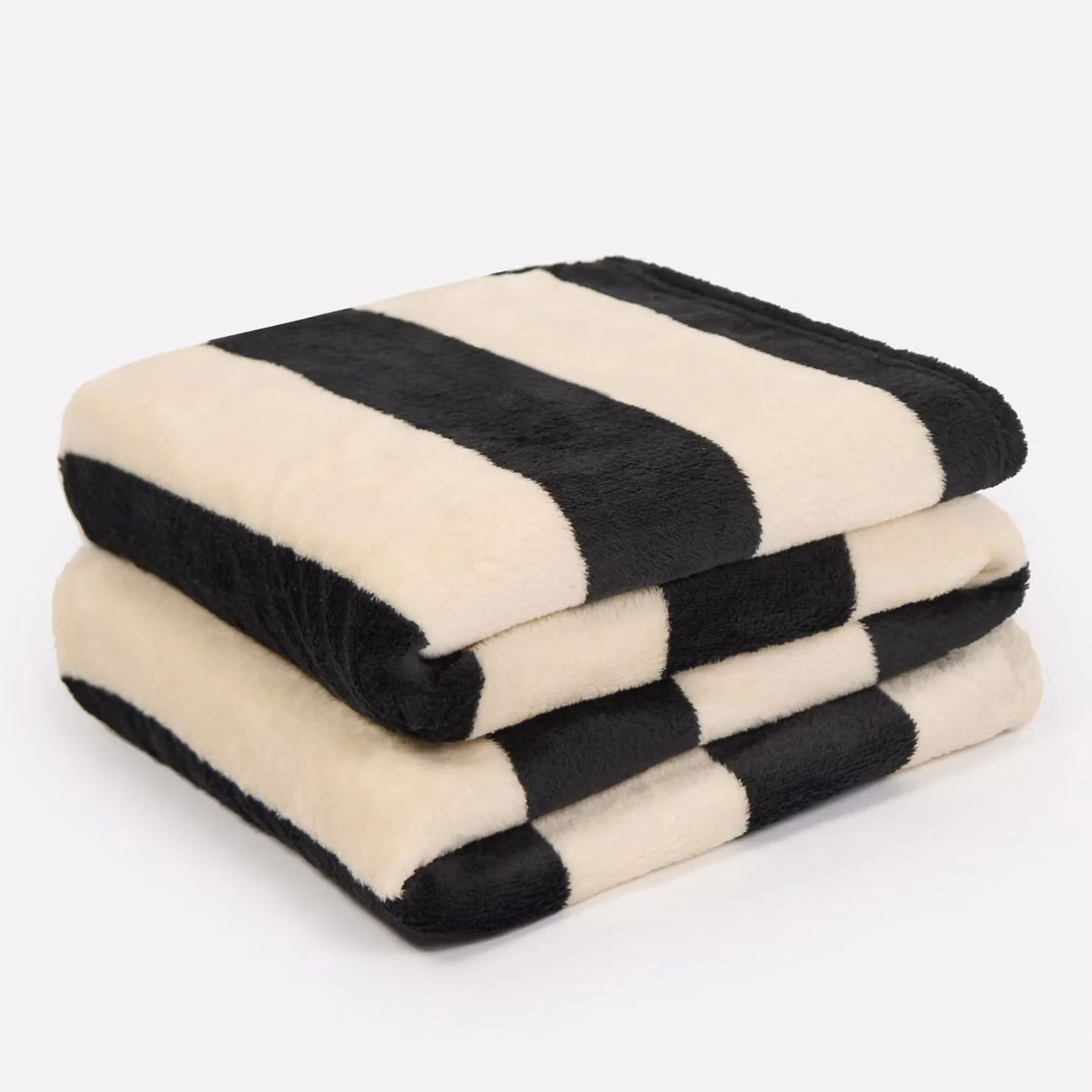 OHS Striped Polyester Fleece Throw Blanket in Black and White, W/D/H: 125 x 150 cm – 3