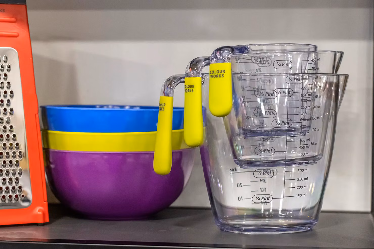 Colourworks 3 Piece Green Transparent Acrylic Measuring Jug Set with Nesting Design and Printed Scale – 3