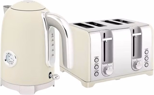 Rolipo Retro Beige Kettle and Toaster Set with 1.7L Capacity and 3000W Power – 1