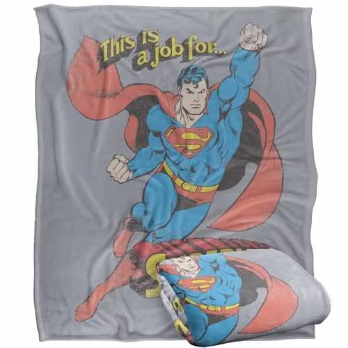 LOGOVISION Superman DC On The Job Super Soft Silky Touch Fleece Throw Blanket, Multicolour, W: 127 cm x D: 152 cm – 1