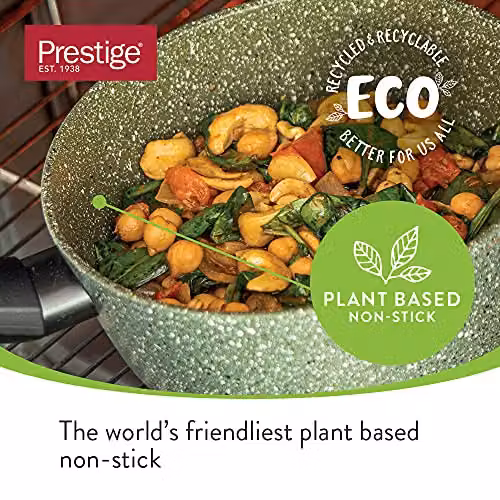 Prestige Eco Non-Stick Frying Pan Set of 2, Green, Induction Safe, Oven and Dishwasher Safe – 4