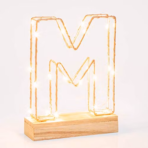 Echo Three Gold Wire Frame Letter Light W/D/H: 22.0 x 16.0 x 5.0 cm – 1