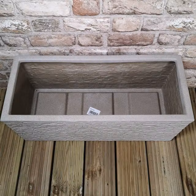 Samuel Alexander Plastic Slate Effect Garden Planter Trough in Grey and Beige, W: 60 cm, D: 25 cm, H: 25.5 cm – 1