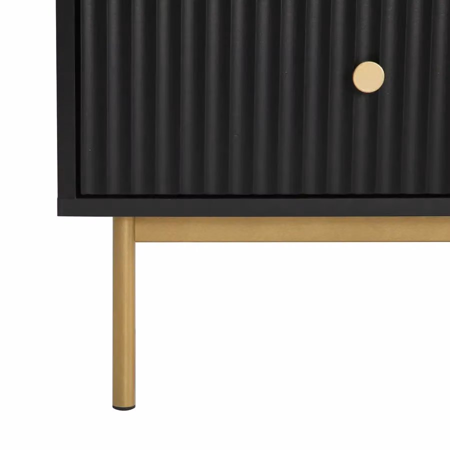 Home Garden Direct Modern Black Bedside Table with 2 Drawers – 3