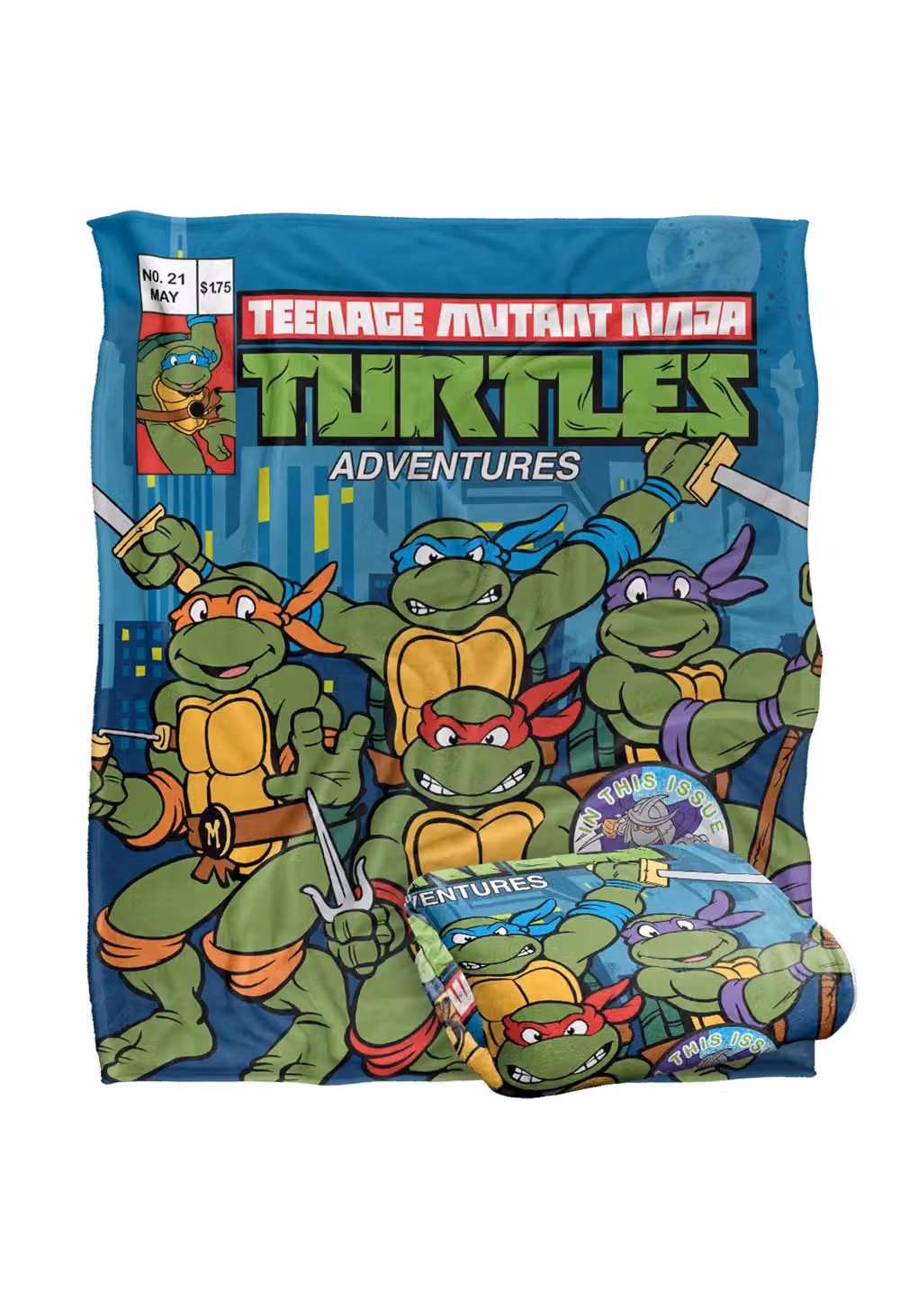 LOGOVISION Teenage Mutant Ninja Turtles TMNT Comic Cover No.21 Silky Touch Super Soft Fleece Throw Blanket, White, W/D/H: 152 x 127 x 1 cm – 2