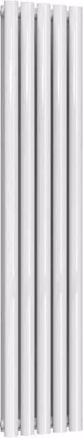 Bathroom Kingdom Neva White Double Oval Vertical Steel Radiator H: 150 cm, W: 29.5 cm