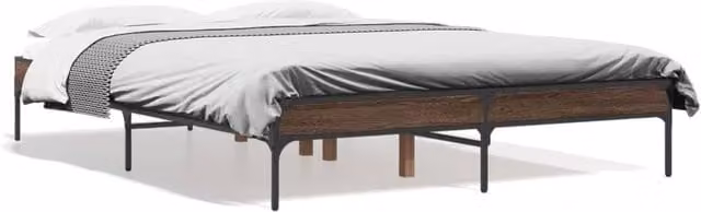 Berkfield Home Double Bed Frame in Brown Oak, W: 135 cm x D: 190 cm