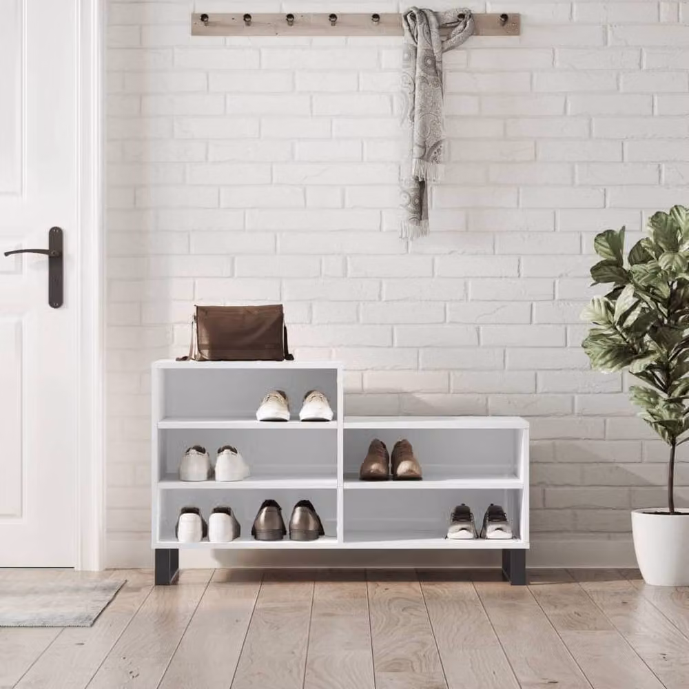 Berkfield Home High Gloss White Shoe Cabinet W: 102 cm, D: 36 cm, H: 60 cm – 2