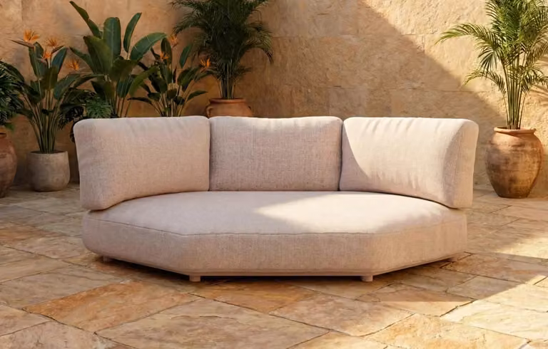 MINT Originals Willow Modular L-Shape Garden Corner Seat with Beige Fabric Upholstery and Scatter Cushions