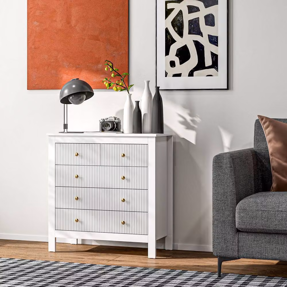ERGOVEXA Elegant Chest of Five Drawers in White and Gold – 2