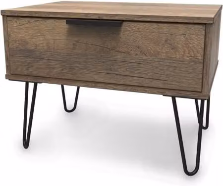 Welcome Hong Kong Industrial 1 Drawer Wide Bedside Table in Brown