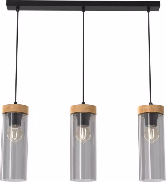 Milagro Elica Suspended Cylinder Pendant Lamp in Black and Brown with Smoked Glass