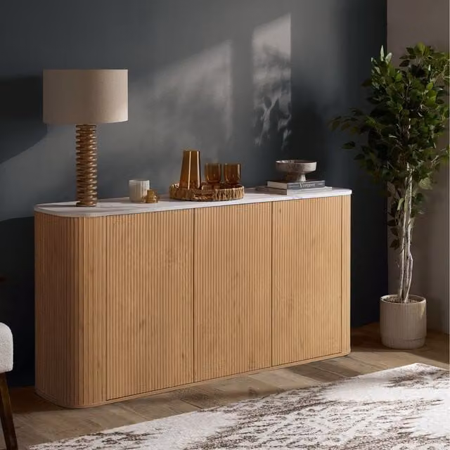 Birlea Kagu 3 Door Modern Wood Sideboard in Brown