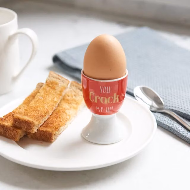 Kitchencraft Set of 6 You Crack Me Up Porcelain Egg Cups in White and Red