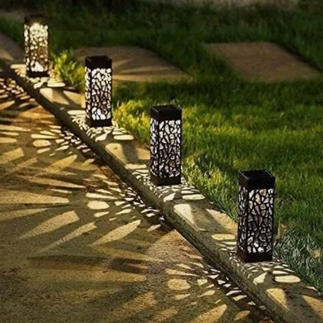 Garden Mile Silhouette Warm White Solar Lantern Post Lights in Black