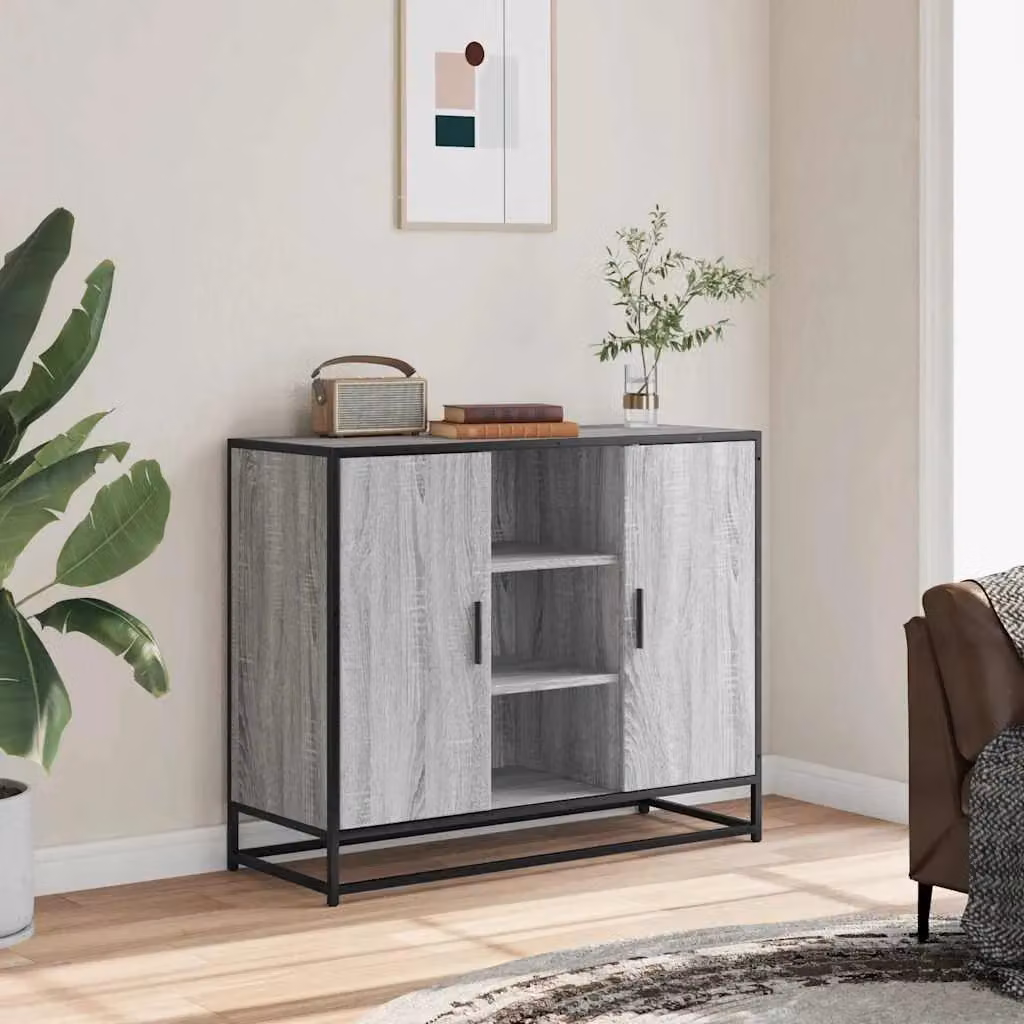 Berkfield Home Grey Sonoma Sideboard in Engineered Wood W/D/H: 92 x 35 x 76 cm – 2