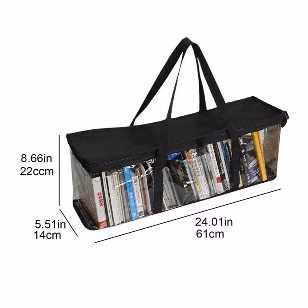 Havendro 2 Large Transparent Zip Carry Bags for DVD and CD Storage in Black, W/D/H: 50 x 50 x 5 cm – 2