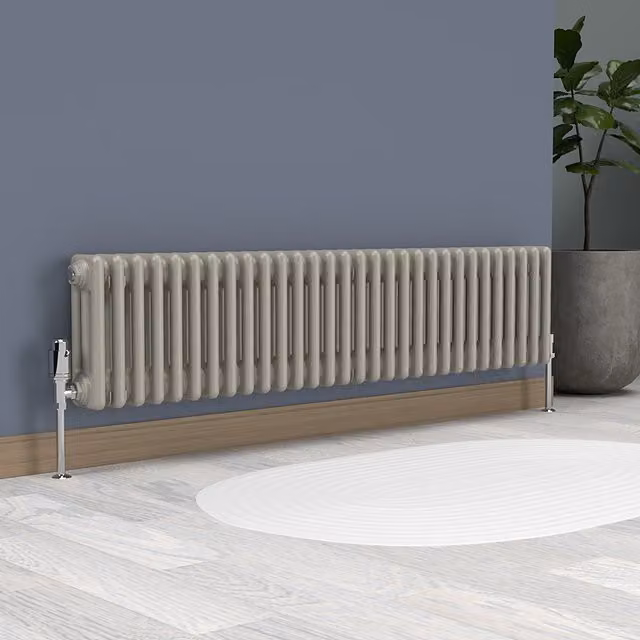 Lux Heat Horizontal 3 Column Steel Radiator in Dune Grey, H x W: 137 x 30 cm