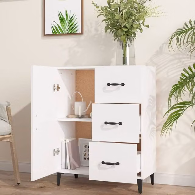 Berkfield Home Modern White Sideboard in Matt Engineered Wood W/D/H: 69.5 x 34 x 90 cm – 1