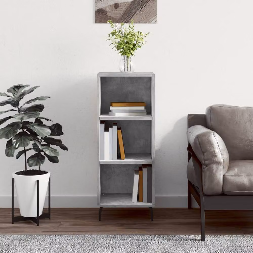 Berkfield Home Industrial Sideboard in Concrete Grey, W/D/H: 34.5 x 32.5 x 90 cm – 2