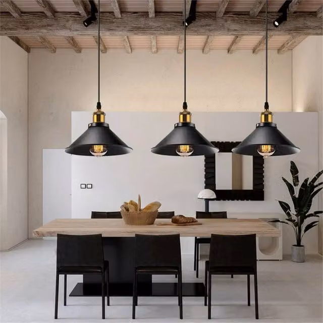 Havendro Vintage Industrial LED Dome Pendant Ceiling Light in Black – 1
