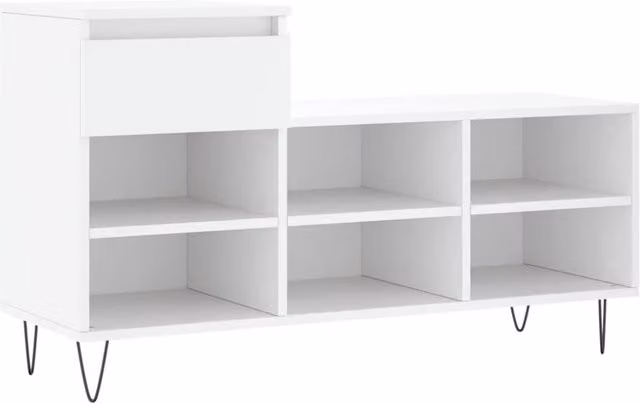 Berkfield Home Modern White Shoe Cabinet with Doors, Drawers and Open Shelf, W/D/H: 102 x 36 x 60 cm – 1