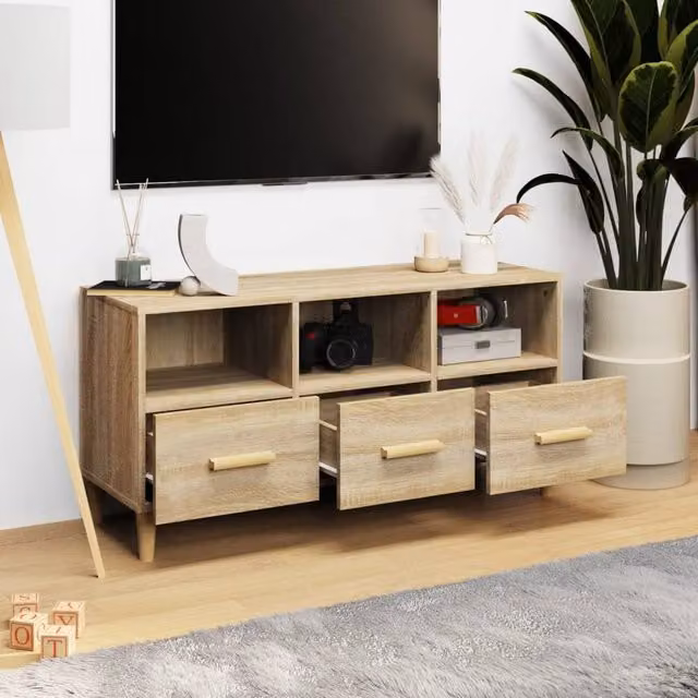 Berkfield Home Sonoma Oak TV Cabinet in Brown, W/D/H: 102 x 36 x 50 cm