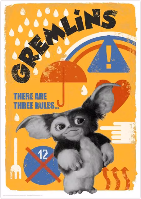 Gremlins Limited Edition Retro Paper Poster, Multicolour