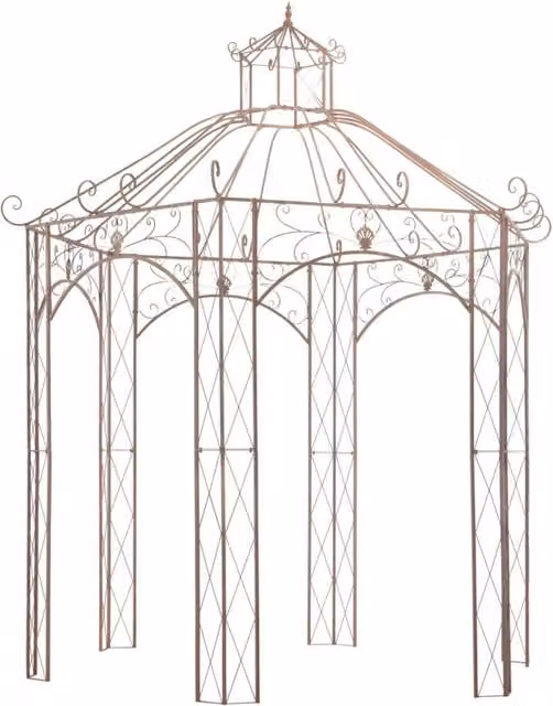 Berkfield Home Garden Pavilion in Antique Brown Metal, W: 300 cm, H: 344 cm