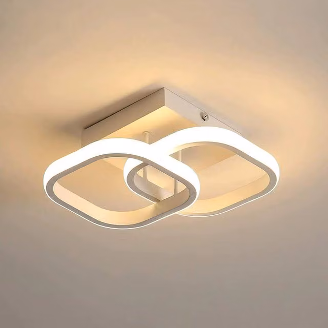 Pheashine Modern Double Ring LED Ceiling Light, White, 22W, 6500K Cool White – 1