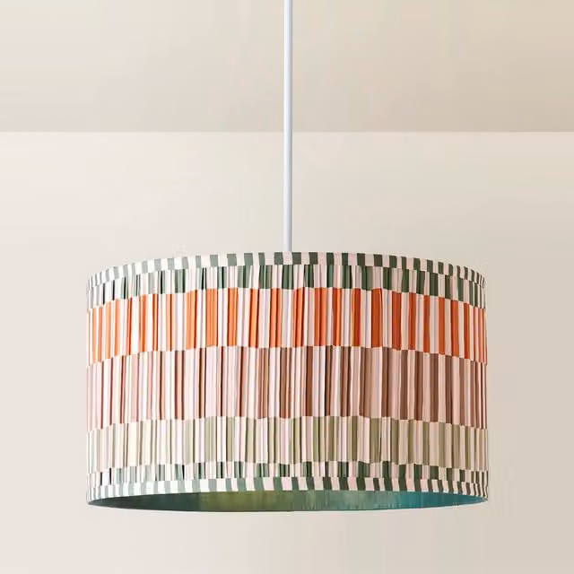 ValueLights Rae Small Striped Pleated Drum Easy Fit Ceiling Lamp Shade in Multicolour – 1