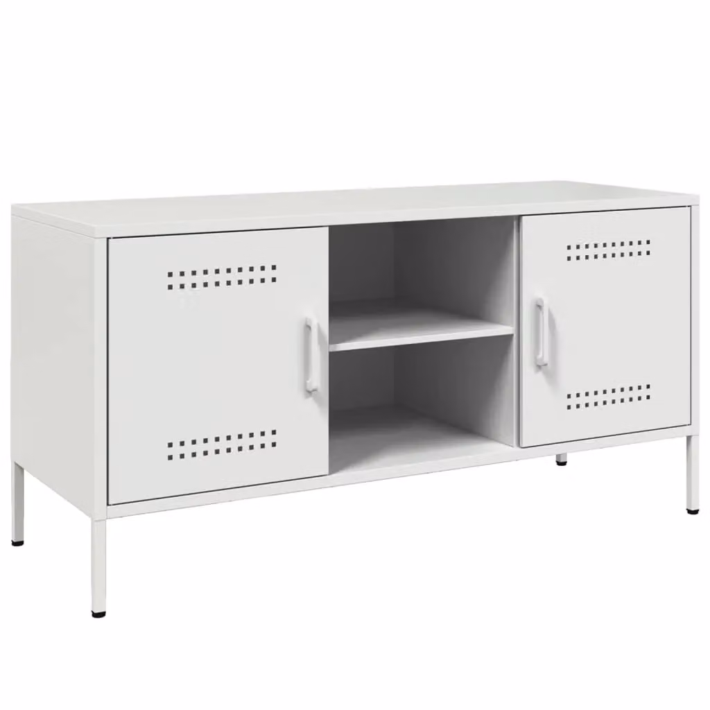 Berkfield Home Industrial White Metal TV Cabinet W: 100.5 cm, D: 39 cm, H: 50.5 cm – 2