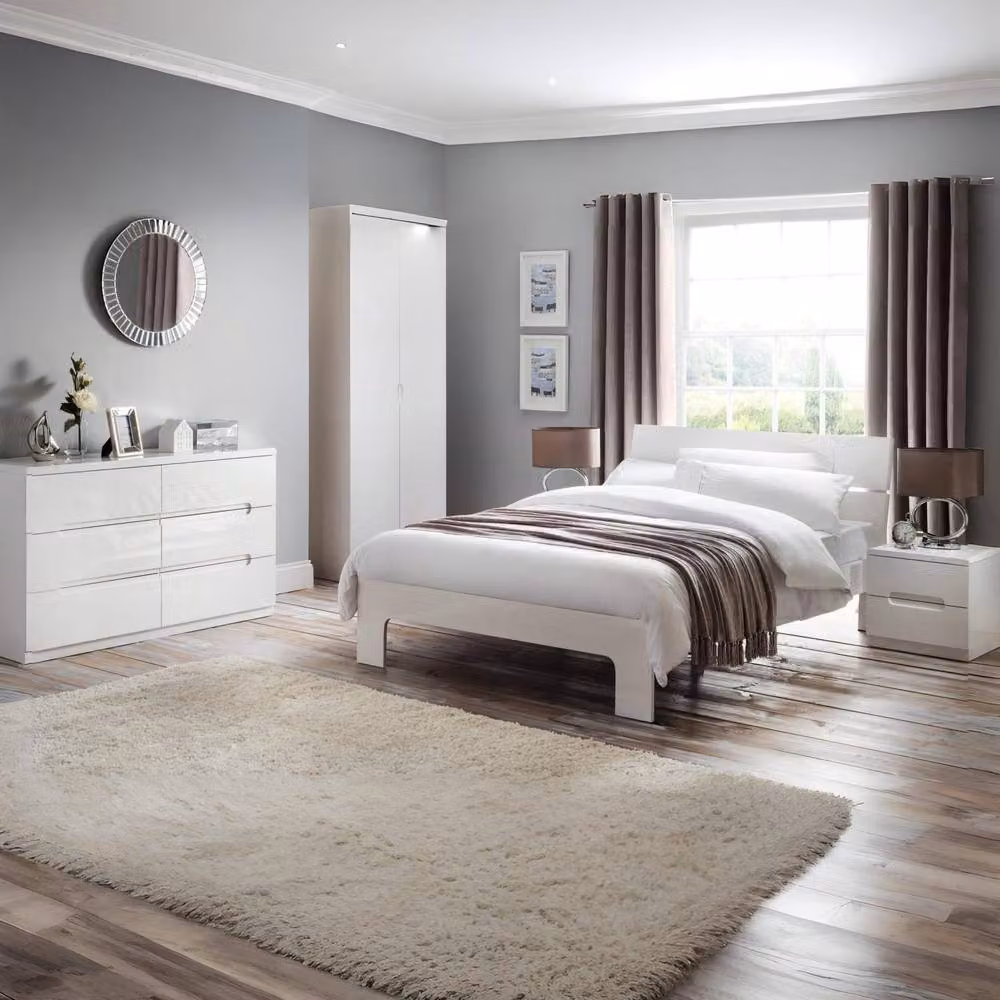 Cheshire Premium Midtown 2 Door Wardrobe in White High Gloss, H: 197.0 cm, W: 74.2 cm – 3
