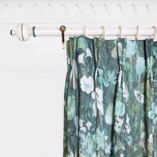 House of Hackney Floribunda Magna Cotton Linen Floral Fabric Panel Curtain in Green