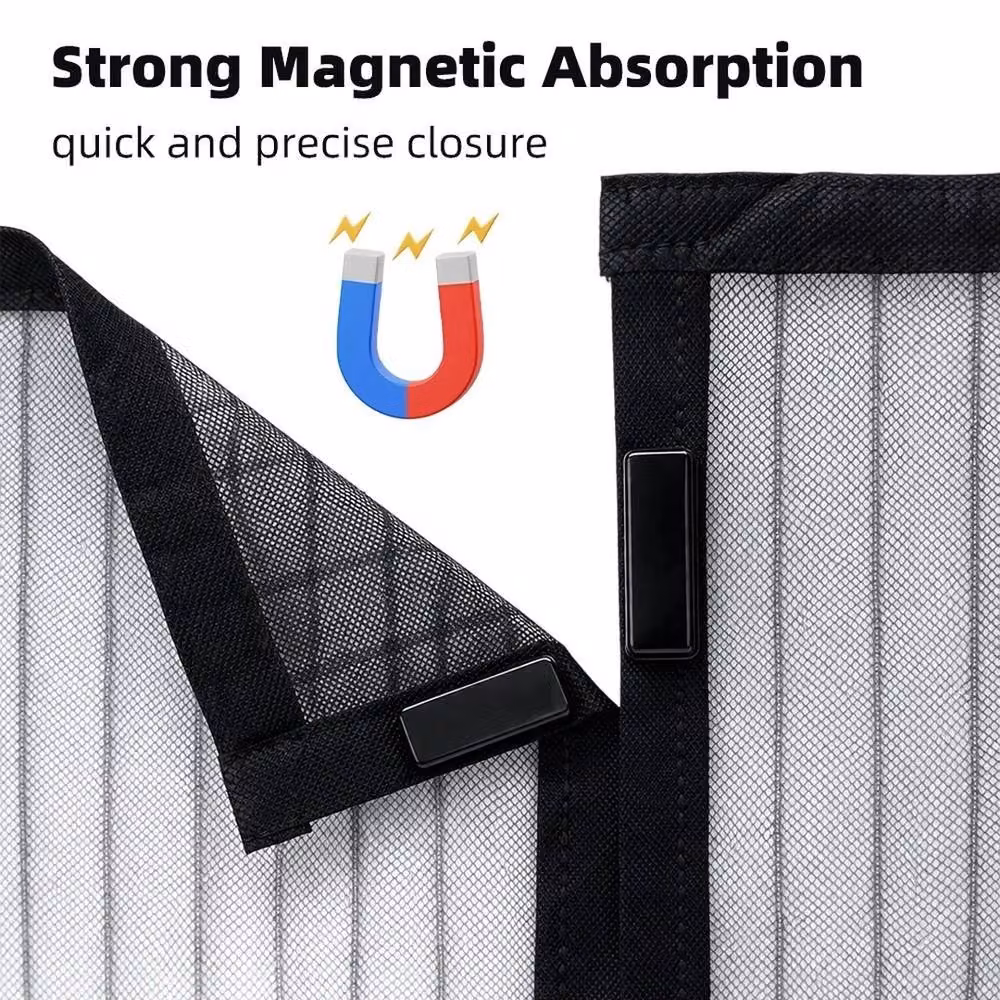 NESTLUNE Heavy Duty Magnetic Insect Proof Door in Black, W: 100 cm, H: 210 cm – 4