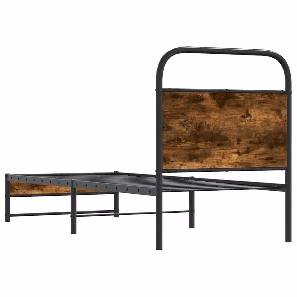Berkfield Home Bed Frame in Smoked Oak and Brown Engineered Wood, W/D/H: 75 x 190 cm – 2