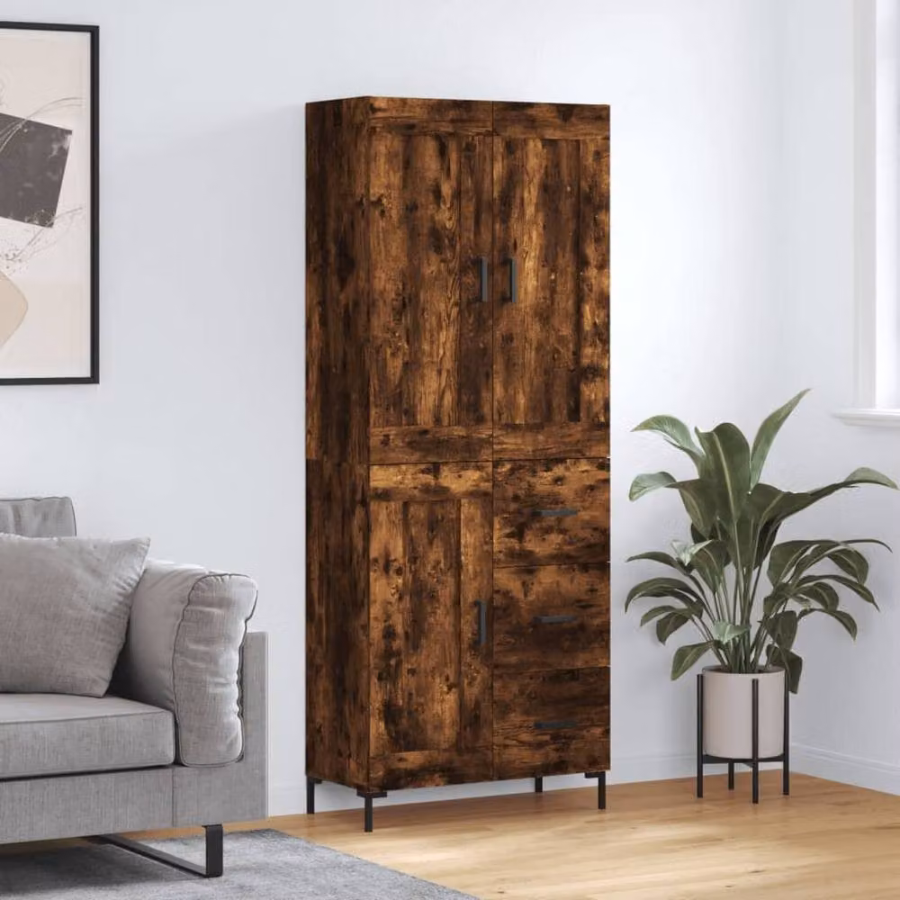Berkfield Home Smoked Oak Highboard in Brown, W/D/H: 69.5 x 34 x 180 cm – 2