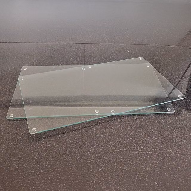 DEENZ Set of 2 Rectangular Tempered Glass Hob Covers with 8 Feet in Transparent and White