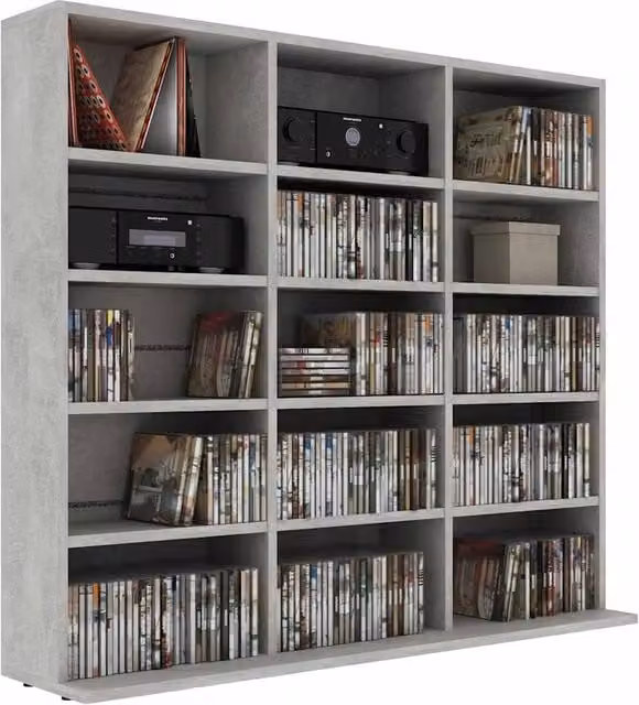 Berkfield Home Decorative CD Cabinet in Concrete Grey, W: 102 cm, D: 23 cm, H: 89.5 cm – 1