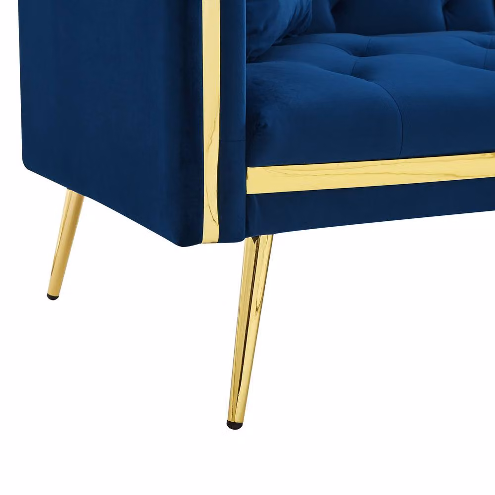 ModernLuxe Blue Velvet 2-Seater Convertible Sofa Bed with Adjustable Headrest and Cup Holders, W/D/H: 140 x 190 x 76 cm – 10