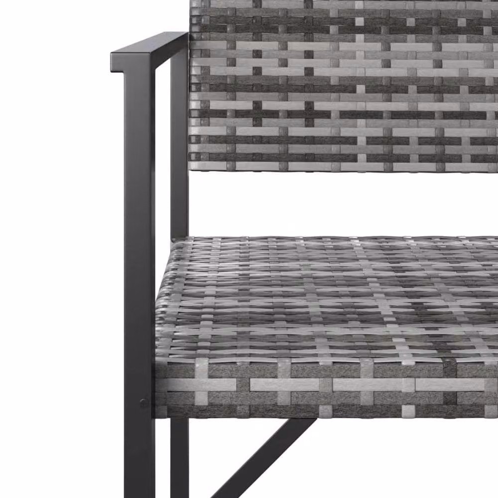 Berkfield Home Beautiful 2-Seater Garden Bench in Grey Poly Rattan and Metal, W/D/H: 109 x 62 x 88 cm – 3