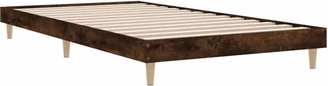Berkfield Home Durable Bed Frame in Smoked Oak and Eucalyptus Wood, Brown, W: 100 cm, D: 200 cm, H: 20 cm