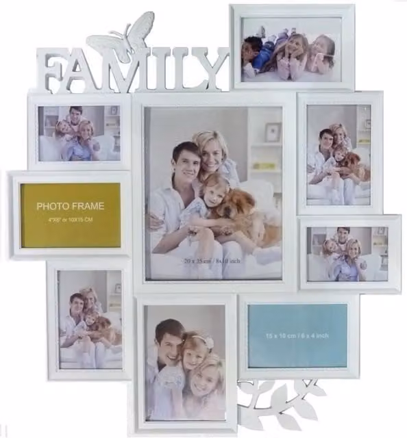 Gr8 Home Large White Butterfly and Leaf Wall Hanging Family Photo Frame