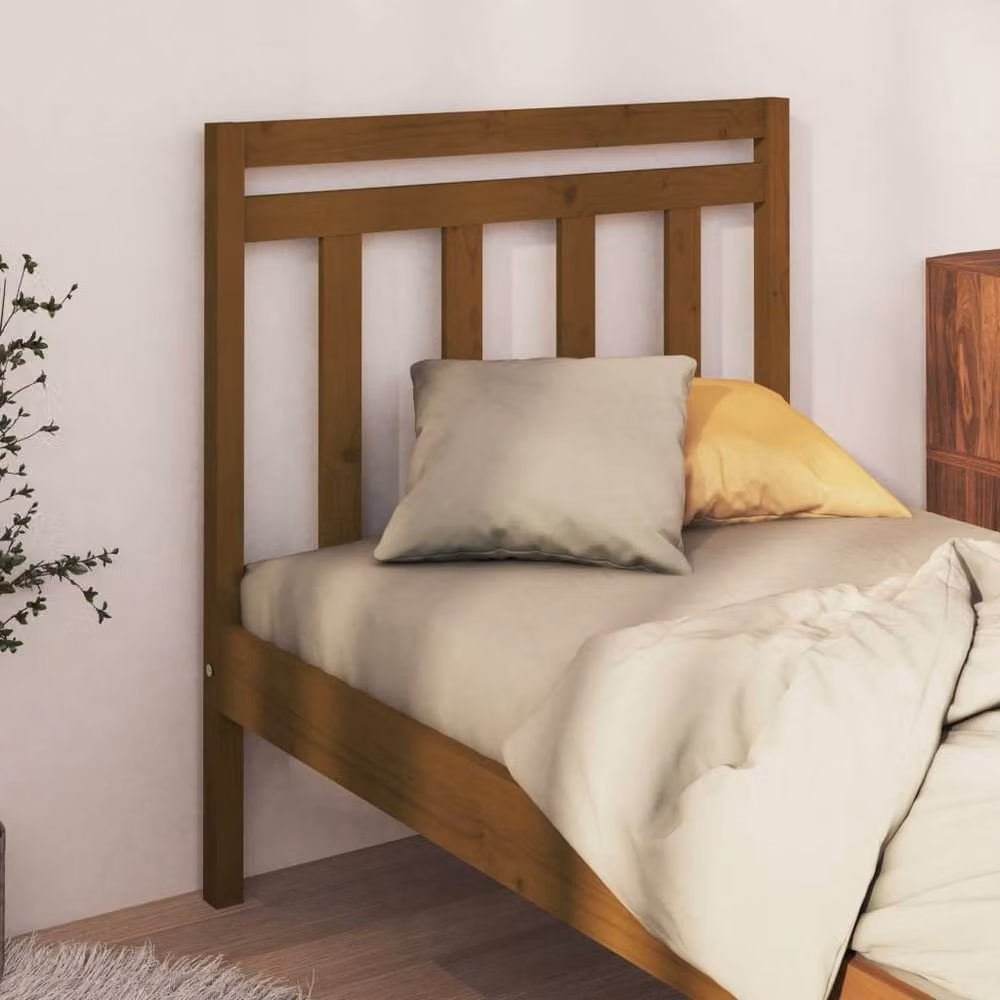 Berkfield Home Rustic Solid Pine Wood Bed Headboard in Honey Brown, W/D/H: 106 x 4 x 100 cm – 2