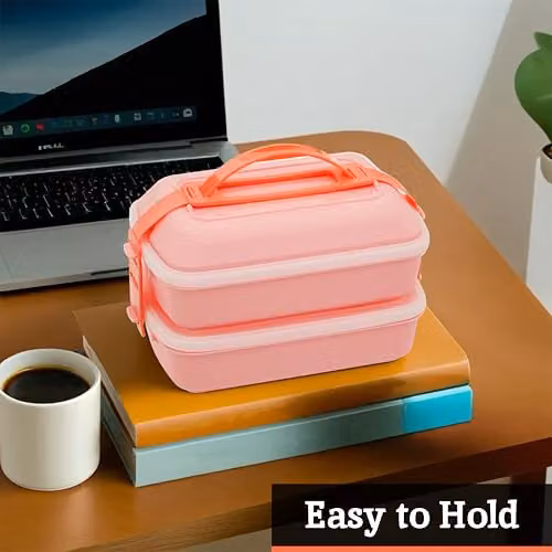 Premier Housewares Pink and White Bento Lunch Box with Cutlery and Compartments – 4